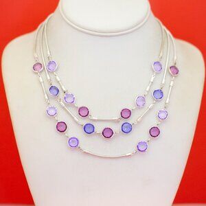 18 inch, Vintage Pink & Purple Beads Multistrand Necklace - O34